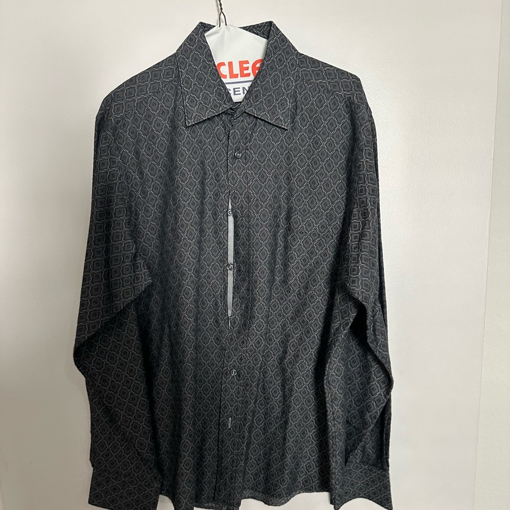 Bugatchi Uomo Black Long Sleeve Men's Dress Shirt Size Large - Picture 2 of 6